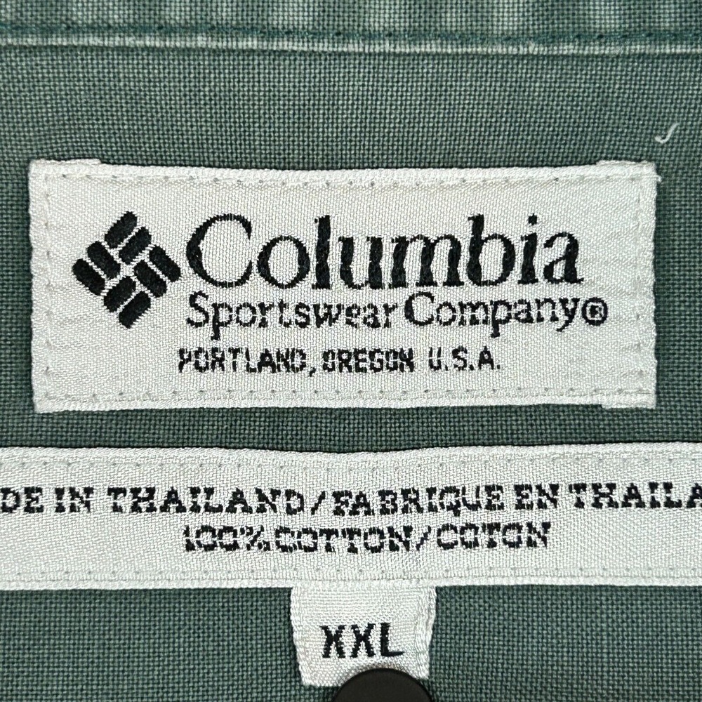 Columbia Men's Green and Tan Casual Button Down Shirt - Picture 2 of 14